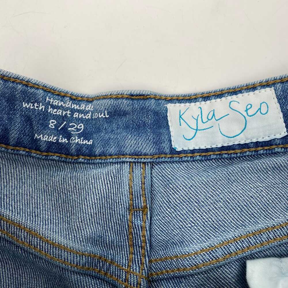 Kyla Seo Light Wash Star Patch Wide-Leg Jeans | Women’s Size 8 Regular - Picture 3 of 10